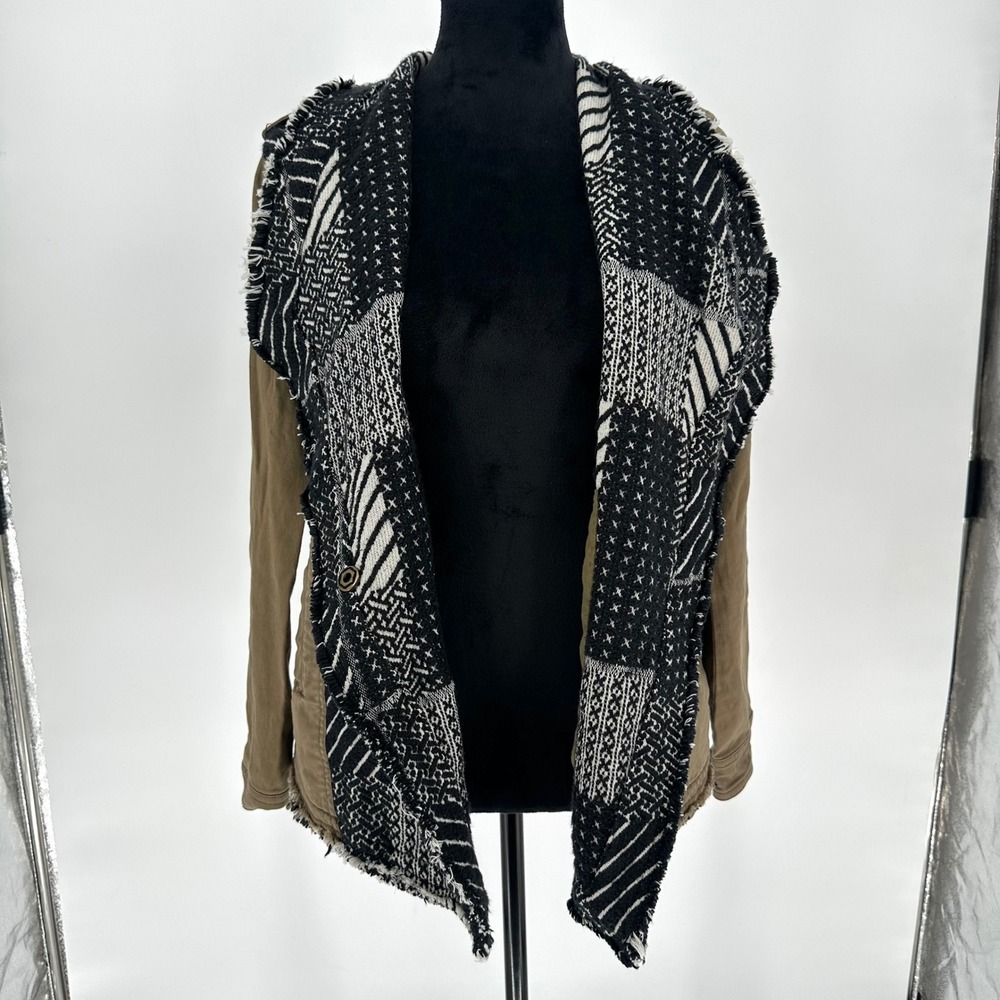 Anthropologie Hei Hei Fringe Pattern Anorak Jacket Keffiyeh Green XS - Picture 2 of 11